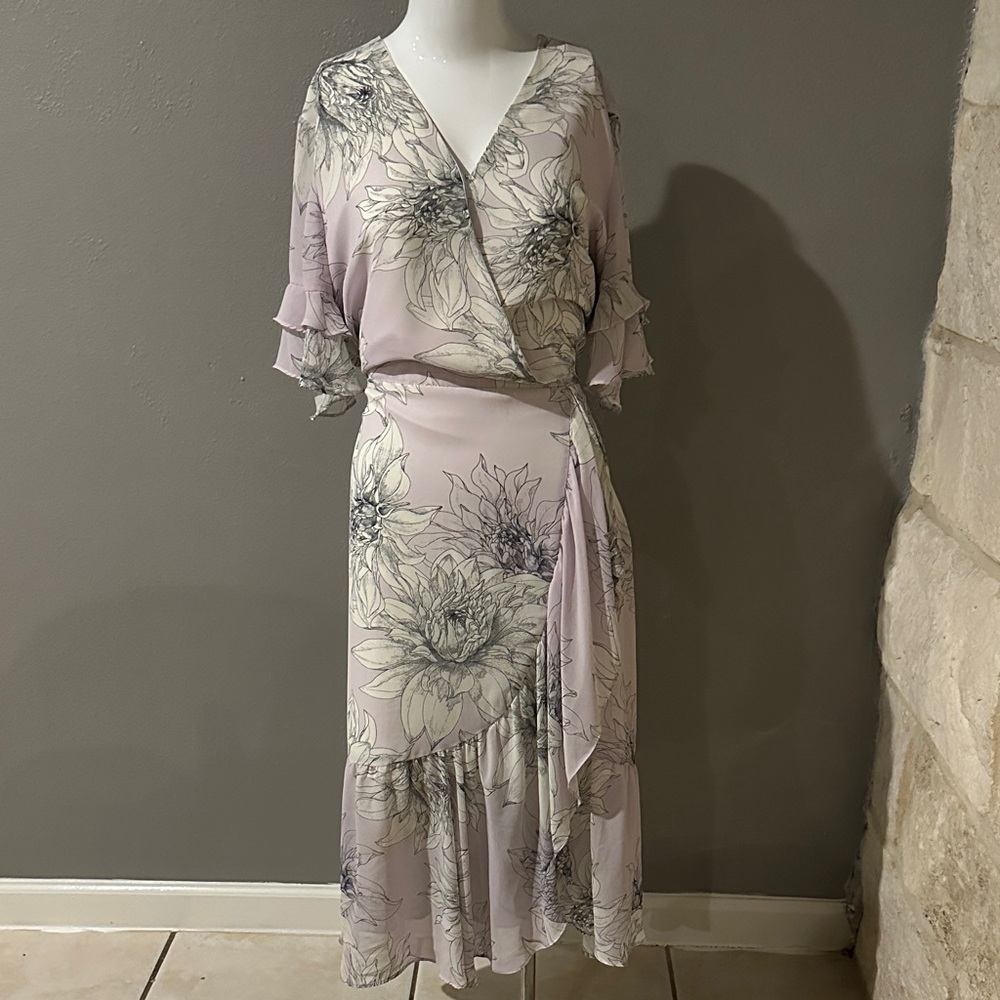 Vince Camuto Lilac Floral Midi Dress